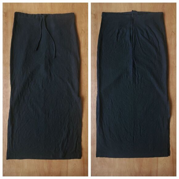 VTG Pencil Skirt Size 4 Black Linen Blend 30" x 36" Long Slit Lagenlook Lagom - Picture 7 of 14